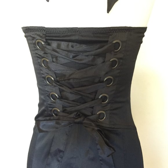 Entry Black Lace Up Corset Halter Dress Small - Picture 6 of 9